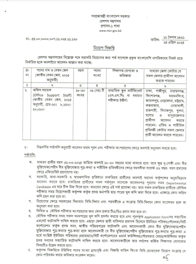 Circular in Ministry of Railways