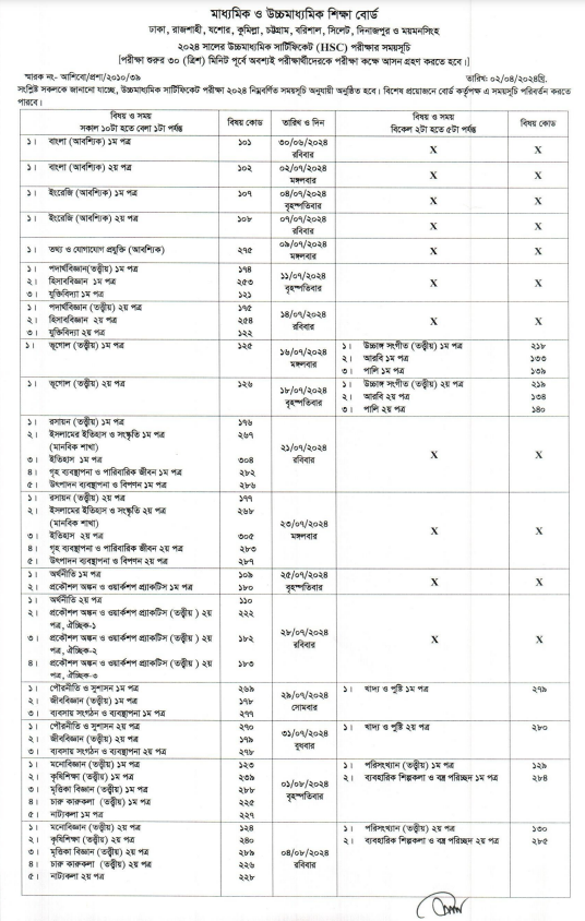 HSC Routine 2024