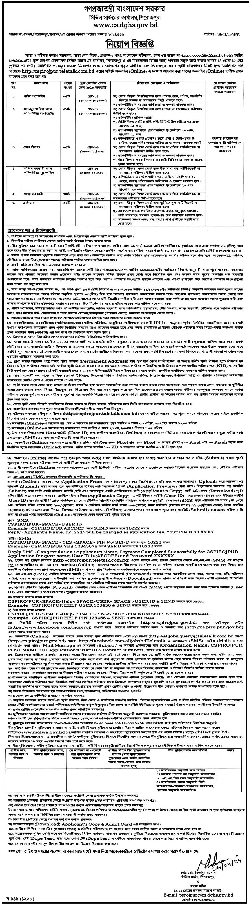 Civil Surgeon Office Job Circular 2024